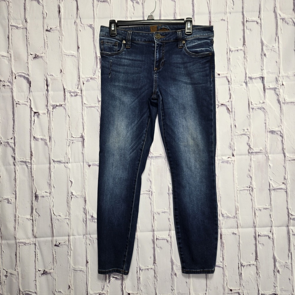 KUT FROM THE KLOTH Straight Leg Mid Rise Dark Wash Blue Denim Jeans Women's SZ 8